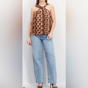 Joie Women's Yellow Silk Malta Halter Blouse Top Size L $198 Lightweight Gold